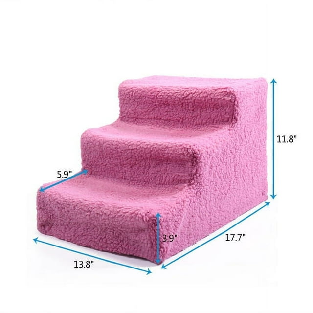 Best Pet 3 Steps High Density Dog Stairs Ramps,Non-Slip Pet Steps for Older Dogs,Pet with Joint Pain, Sofa Bed Ladder for Cats Pink