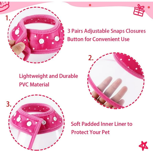 Vivifying Cat Cones for Small Dogs, Soft Dog Cone Collar Lightweight Elizabethan Collar for Small Dogs and Large Cats to Stop Licking Wounds After Surgery (Pink)