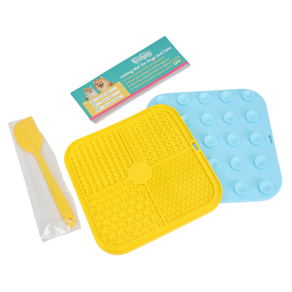Vivifying Licking Mat for Dogs and Cats, 2 Pack Lick Pad with Suction Cups for Keep Busy and Entertained