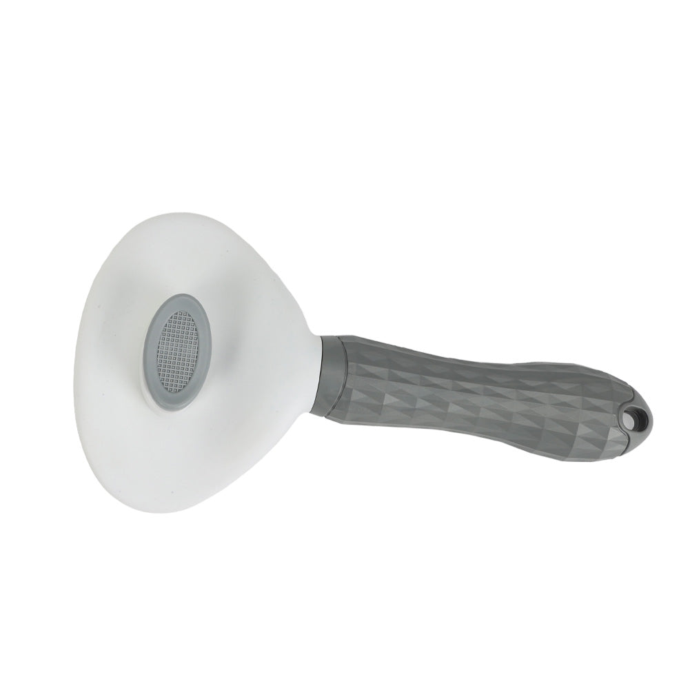 Vivifying Self-Cleaning Pet Brush for Cats and Dogs – ABS & Stainless Steel Pins, Gray, 7.7" x 4" with 3.3" Pin Length, Gentle Detangling Brush