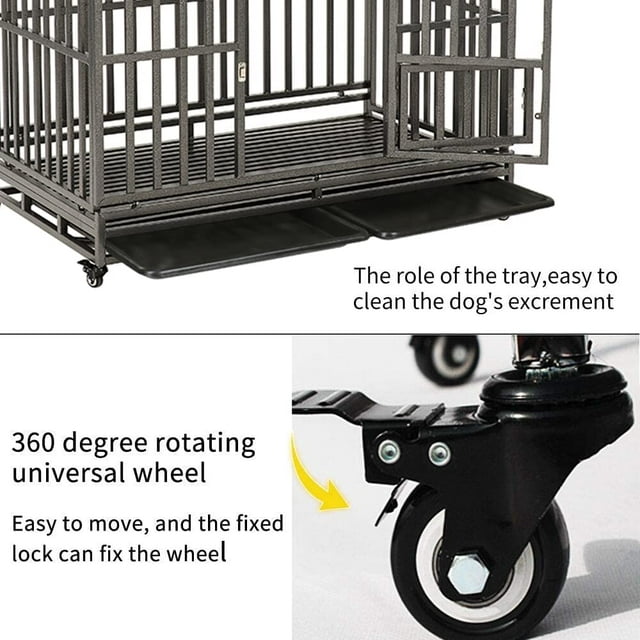 Best Pet Heavy Duty Dog Crate Dog Cage 41' Extra Large Dog Crate Kennel for Large Dogs, Folding Metal Dog Crate W/Divider & Tray Double Doors , Black