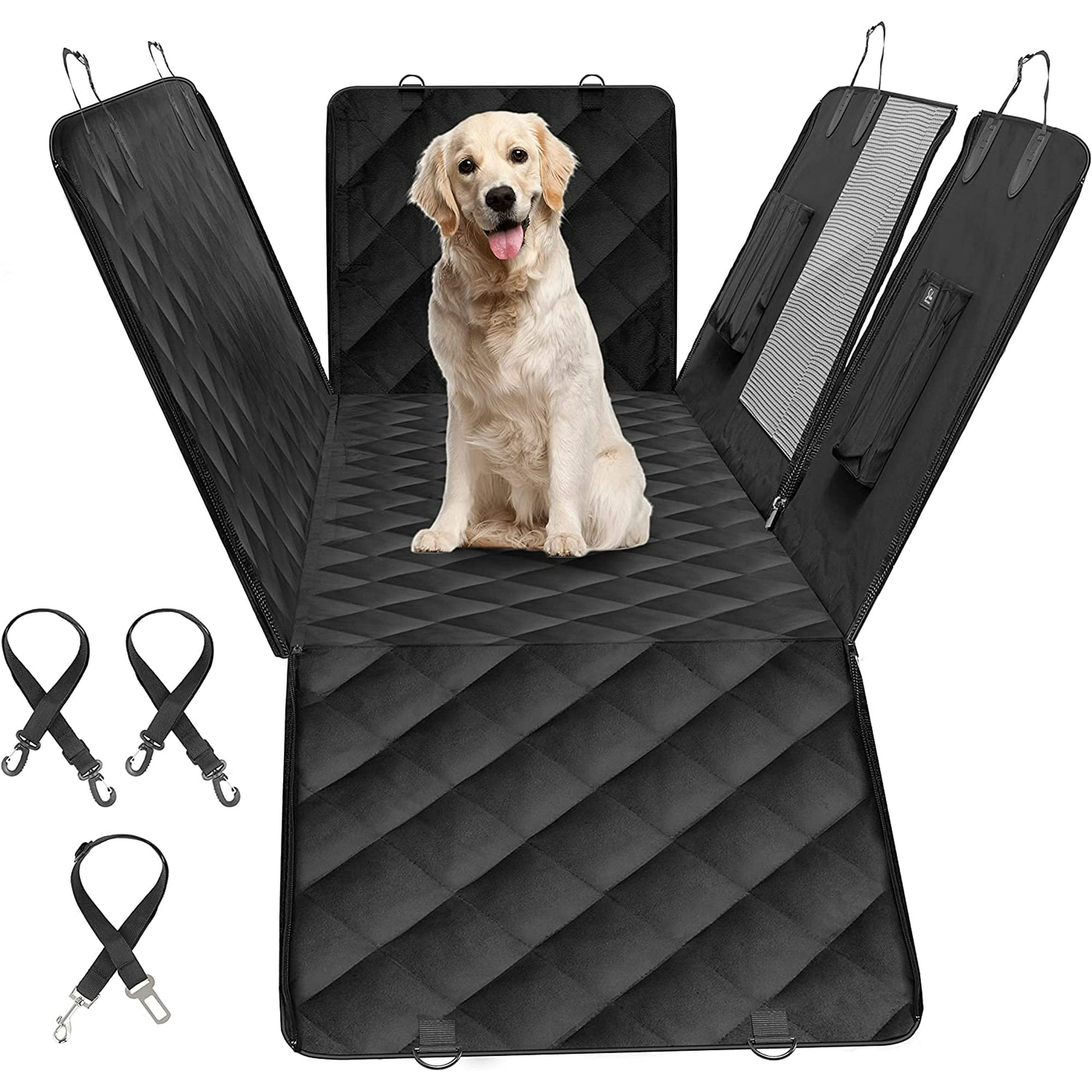 Dog Car Seat Cover for Back Seat, Waterproof Car Seat Protector for Dogs with Side Flaps, Scratchproof Dog Backseat Cover, Durable Nonslip Dog Hammock for Sedans, Trucks, SUVs, Standard