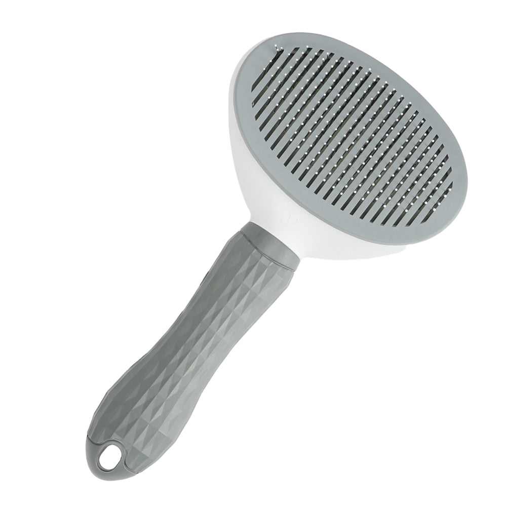 Vivifying Self-Cleaning Pet Brush for Cats and Dogs – ABS & Stainless Steel Pins, Gray, 7.7" x 4" with 3.3" Pin Length, Gentle Detangling Brush