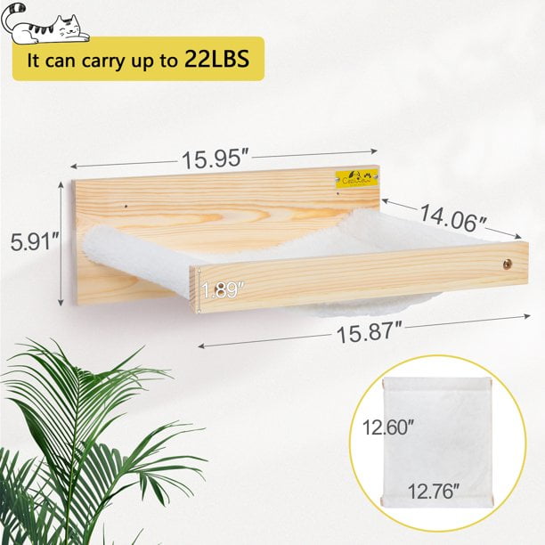 Best Pet Cat Hammock Wall Mounted, Cat Wall Furniture for Sleeping, Playing, Climbing, Cat Wall Shelves& Cat Perch for Indoor Cats, Up to 35lbs