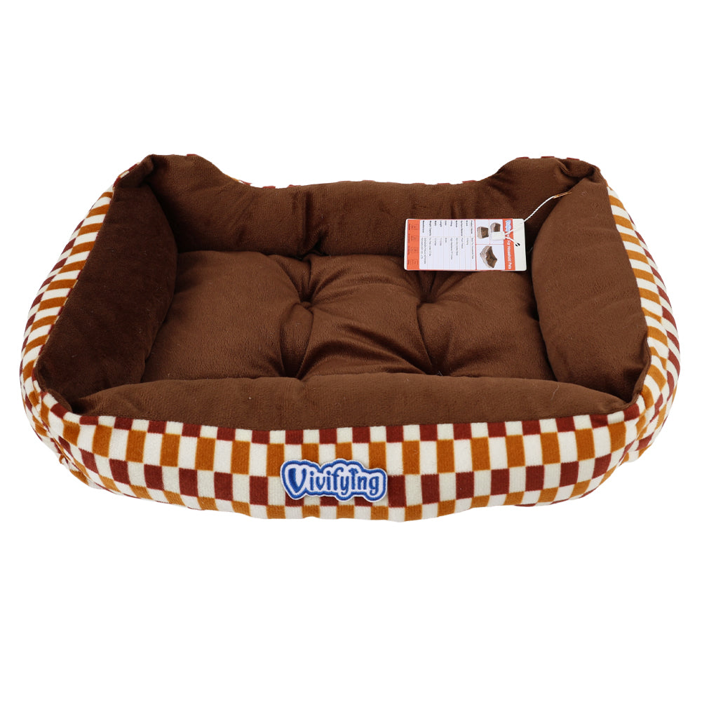 Vivifying Pet Bed Brown Plush Fleece Bed for Small Pets Under 2.2 lbs, 17×12 Inches, Non-Slip Bottom, Soft and Supportive Cushion for Crates, Floors, and Travel