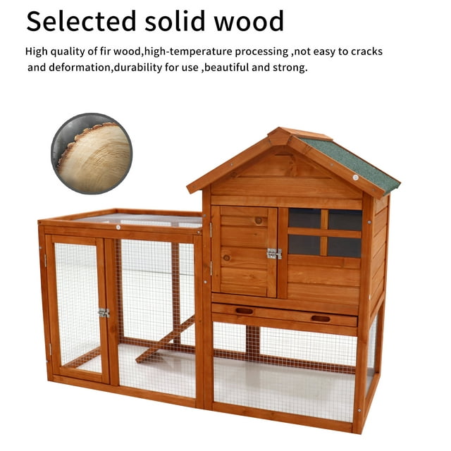 Vivifying Deluxe Wooden Chicken Coop Hen House Rabbit Wood Hutch Poultry Cage Habitat(natural)