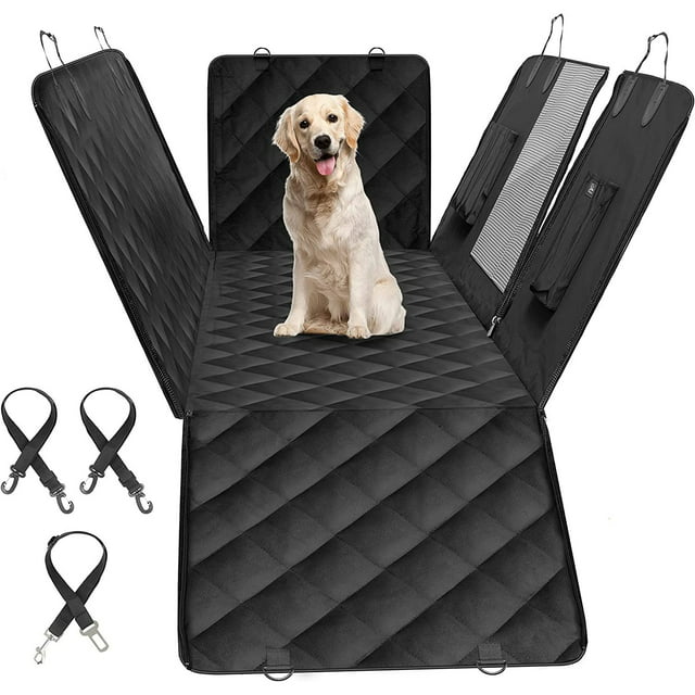 Vivifying Simple Deluxe Dog Car Seat Cover for Back Seat, 100% Waterproof Pet Seat Protector with Mesh Window, Scratchproof & Nonslip Dog Hammock for Cars, Trucks, SUVs, X-Large