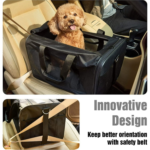 Vivifying Cat Carriers Dog Carrier Pet Carrier for Small Medium Cats Dogs Puppies up to 17 Lbs, TSA Airline Approved Small Dog Carrier Soft Sided, Collapsible Travel Puppy Carrier - Black
