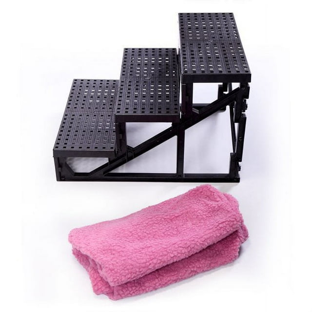 Vivifying Pet Stairs 3 Steps Indoor Dog Cat Steps Ramp Ladder for Puppies Up to 55 lbs, Lightweight Pet Ladders Hold Up 45 lbs, Washable Carpet Tread