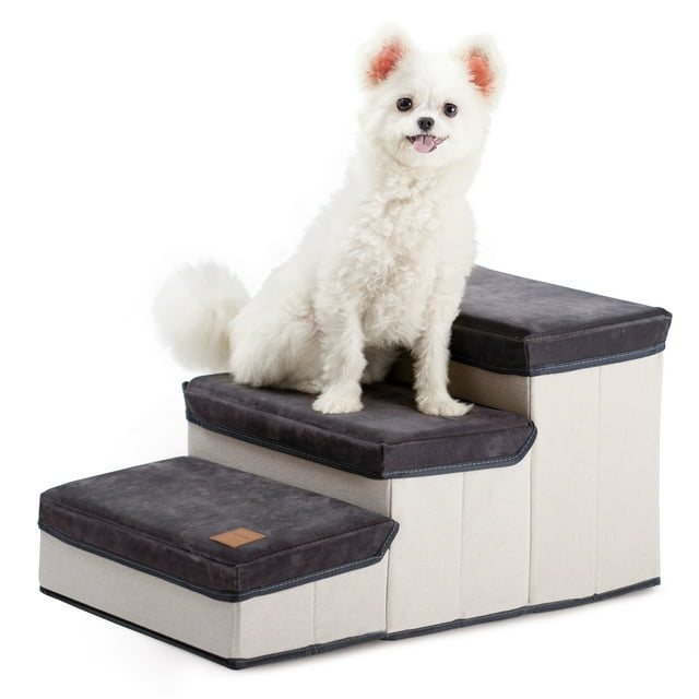Vivifying Pet Stairs 3 Tiers Foldable Dog Stairs,Pet Steps for Small to Medium Dogs,Dog Ladder Storage Stepper for Bed Sofa Couch