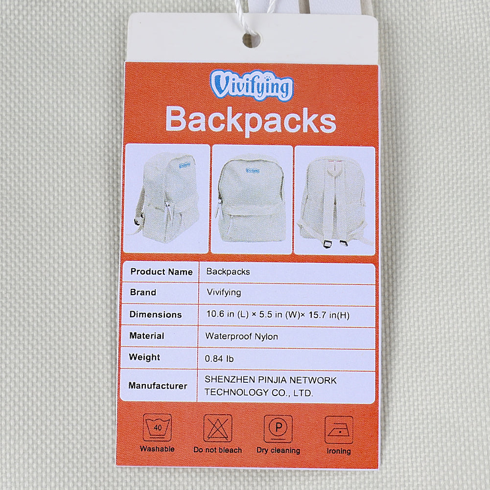 Vivifying Classic Backpack for School, Work, or Travel – Lightweight Everyday Backpack with Multiple Pockets, Water-Resistant Fabric, Fits 15.6" Laptop