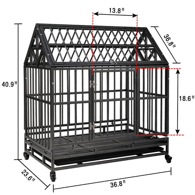 Best Pet Heavy Duty Dog Crate Dog Cage 41' Extra Large Dog Crate Kennel for Large Dogs, Folding Metal Dog Crate W/Divider & Tray Double Doors , Black