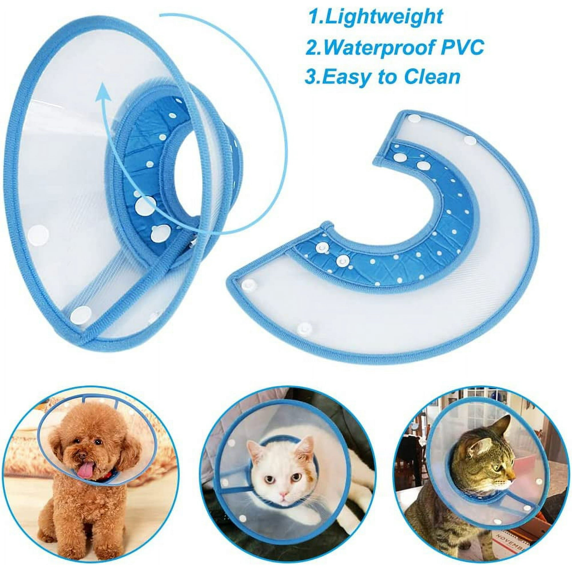 Plastic Cat Cone Recovery Collars & Cones for Dogs and Cats After Surgery Adjustable Dog Neck Cone Surgical Elizabeth E-Collar Prevent Biting and Stop Licking Wound