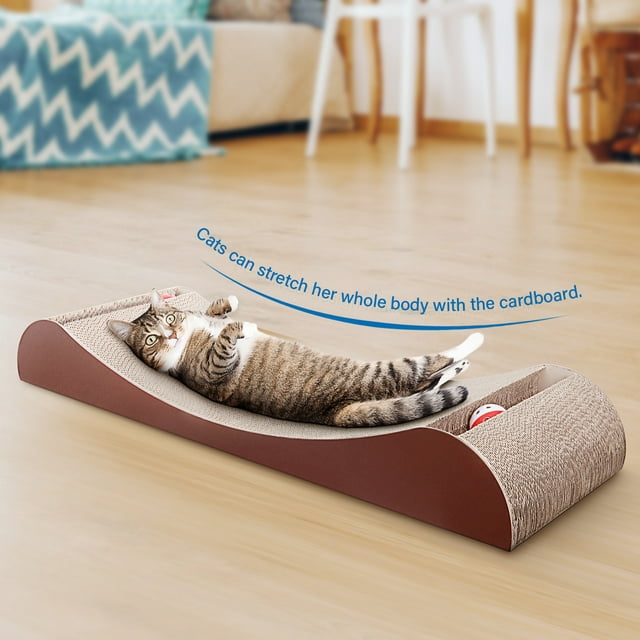 Vivifying Cat Scratcher Cardboard Lounge Bed with Bell Ball Toy