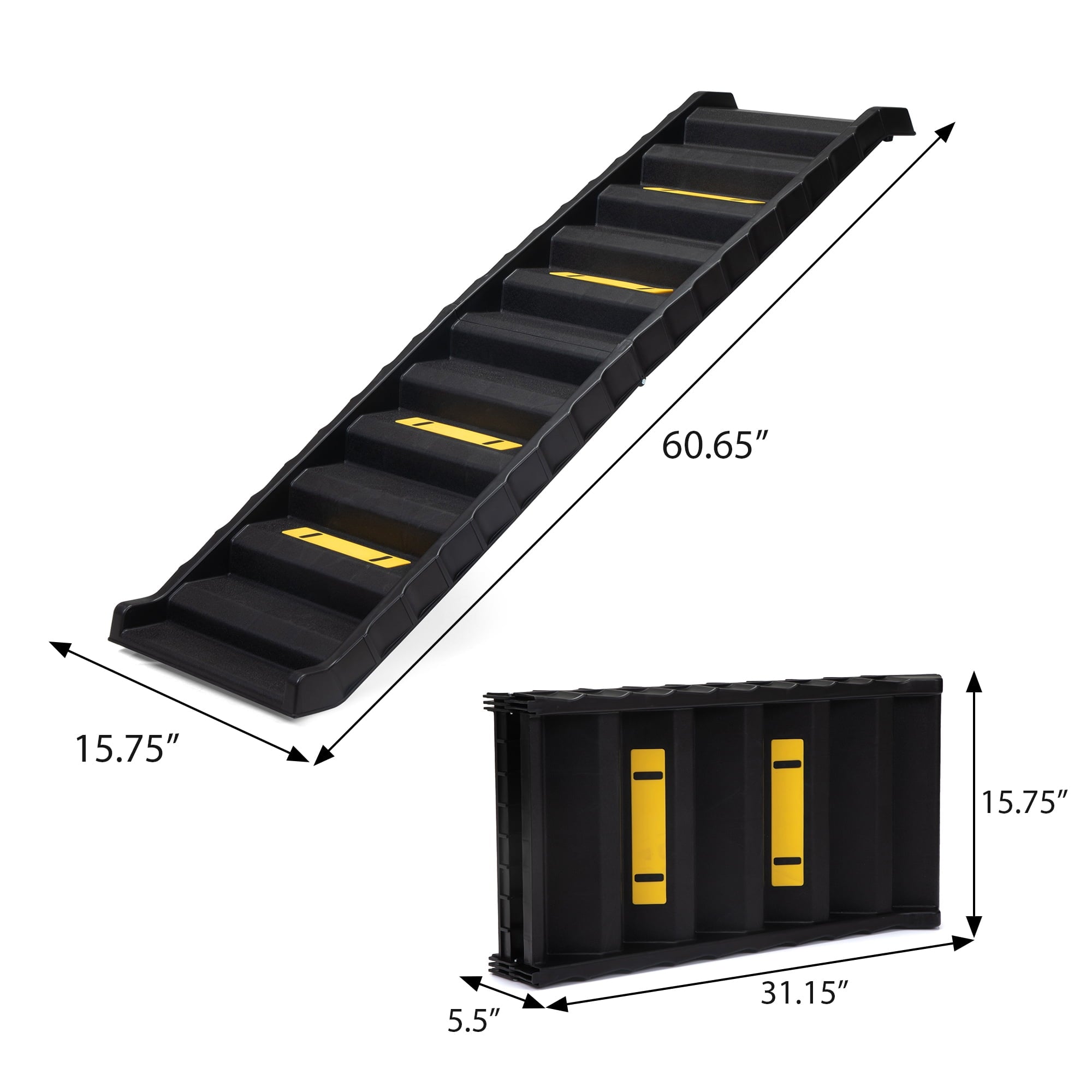 Vivifying Folding Dog Ramp for Cars, Trucks, & SUVs-61 Inch Portable Pet Ramp for Large Dogs with Siderails, Non-Slip- Supports up to 150 lb, Easy Storage, Folds in Half