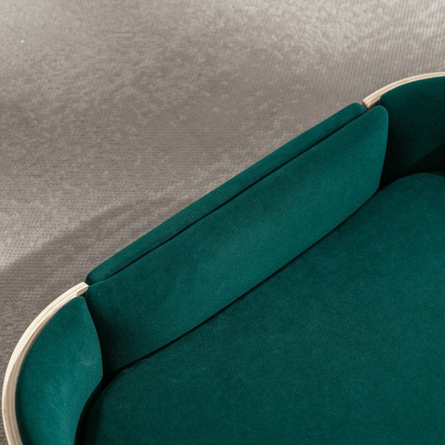 Vivifying Dog Bed Pet Sofa With Solid Wood legs and Bent Wood Back, Velvet Cushion,Small Size