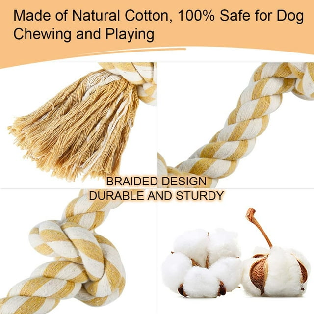 Vivifying Dog Rope Toys for Aggressive Chewers, 5 Knots Rope Chew Toy for Large Dogs, Natural Cotton Dog Pull Rope for Tug of War and Teeth Cleaning