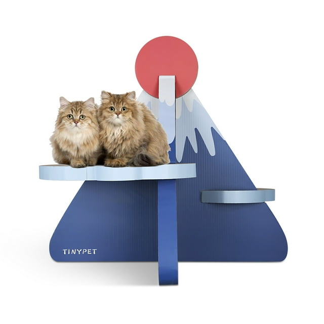 Vivifying Cat Scratcher Post Board, Mount Fuji Shape Cat Scratching Lounge Bed, Durable Pad Prevents Furniture Damage