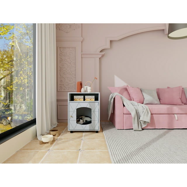 Vivifying Weatherproof Multi-function Pet Cat House Indoor Outdoor Sidetable Nightstand Cat Home Side Table