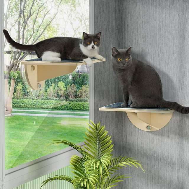 Best Pet Cat Window Perch Sturdy Solid Wood Cat Window Hommock for Large Cats Indoor Easy to Adjust Cat Window Bed Seat Shelf for Windowsill Bedside Cabinet and Drawer