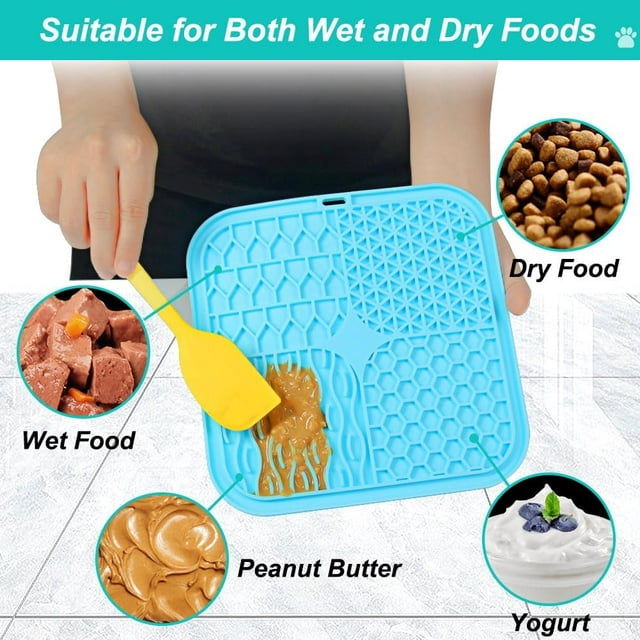 Vivifying Licking Mat 2 Pack Lick Pad with Suction Cups for Keep Busy and Entertained, Dog Enrichment Toys for Reduce Boredom and Mental Stimulation