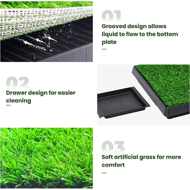 Vivifying Turf Potty Pads for Puppy Dogs Pee Training, Dog Grass Pet Loo Indoor/Outdoor,Washable Pet Mat, Fake Artificial Grass for Dogs Potty,25"x20",with Tray