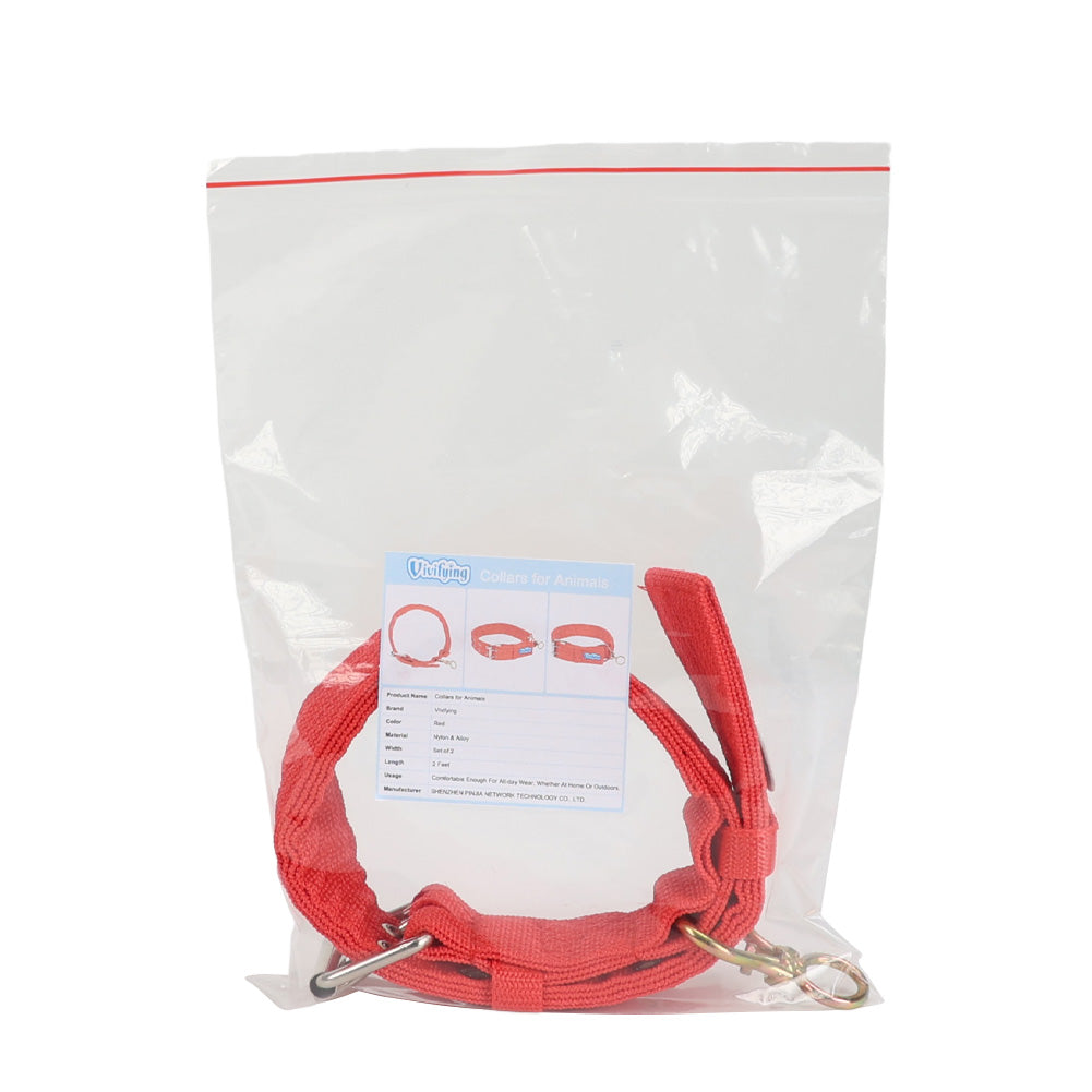Vivifying Red Nylon Pet Collar – 2ft Long, 1.6in Wide, Adjustable & Comfortable Collar for Dogs and Other Animals, Durable Alloy Buckle, Ideal for Daily Indoor & Outdoor Use