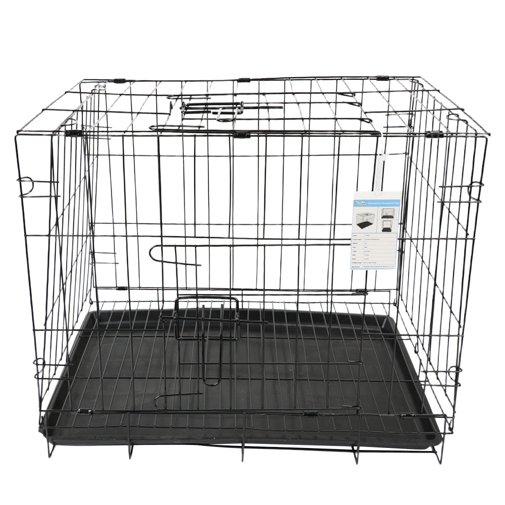 Vivifying Foldable Iron Kennel for Household Pets – 19.6" x 13" x 16" Crate, Black Metal Cage for Small Dogs, Cats, Rabbits – Easy Setup Pet Crate