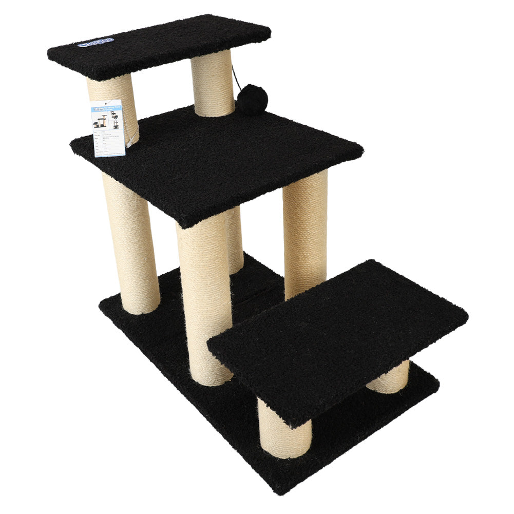 Vivifying Cat Scratching Post with Platform – 20" Tall Cat Tree for Indoor Cats, Black – Faux Teddy Fleece, Natural Sisal, 150 lbs Capacity – Sturdy Cat Tower for Climbing, Scratching, Resting