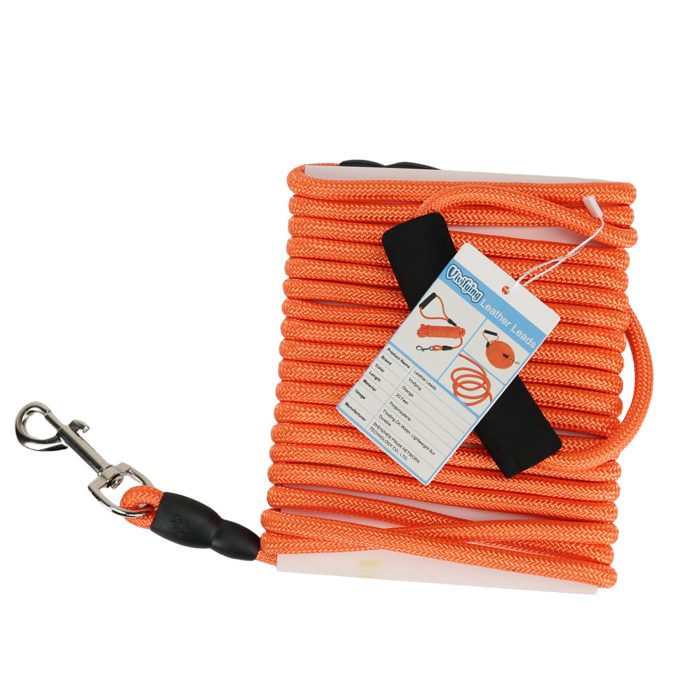 Vivifying Floating Long Dog Leash, 20FT Dog Training Leash, Lightweight Dog Check Cord Rope Leash with Comfortable Handle for Outside, Hiking, Swimming, Beach and Lake