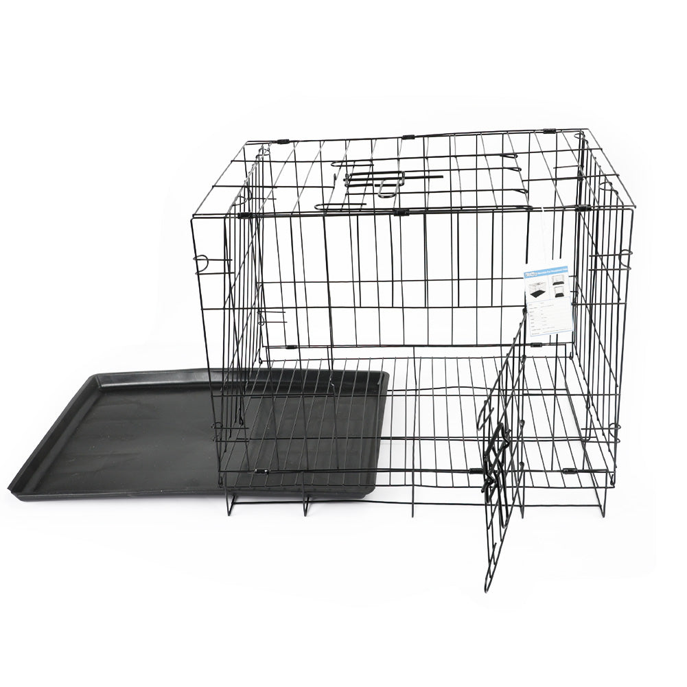 Vivifying Foldable Iron Kennel for Household Pets – 19.6" x 13" x 16" Crate, Black Metal Cage for Small Dogs, Cats, Rabbits – Easy Setup Pet Crate