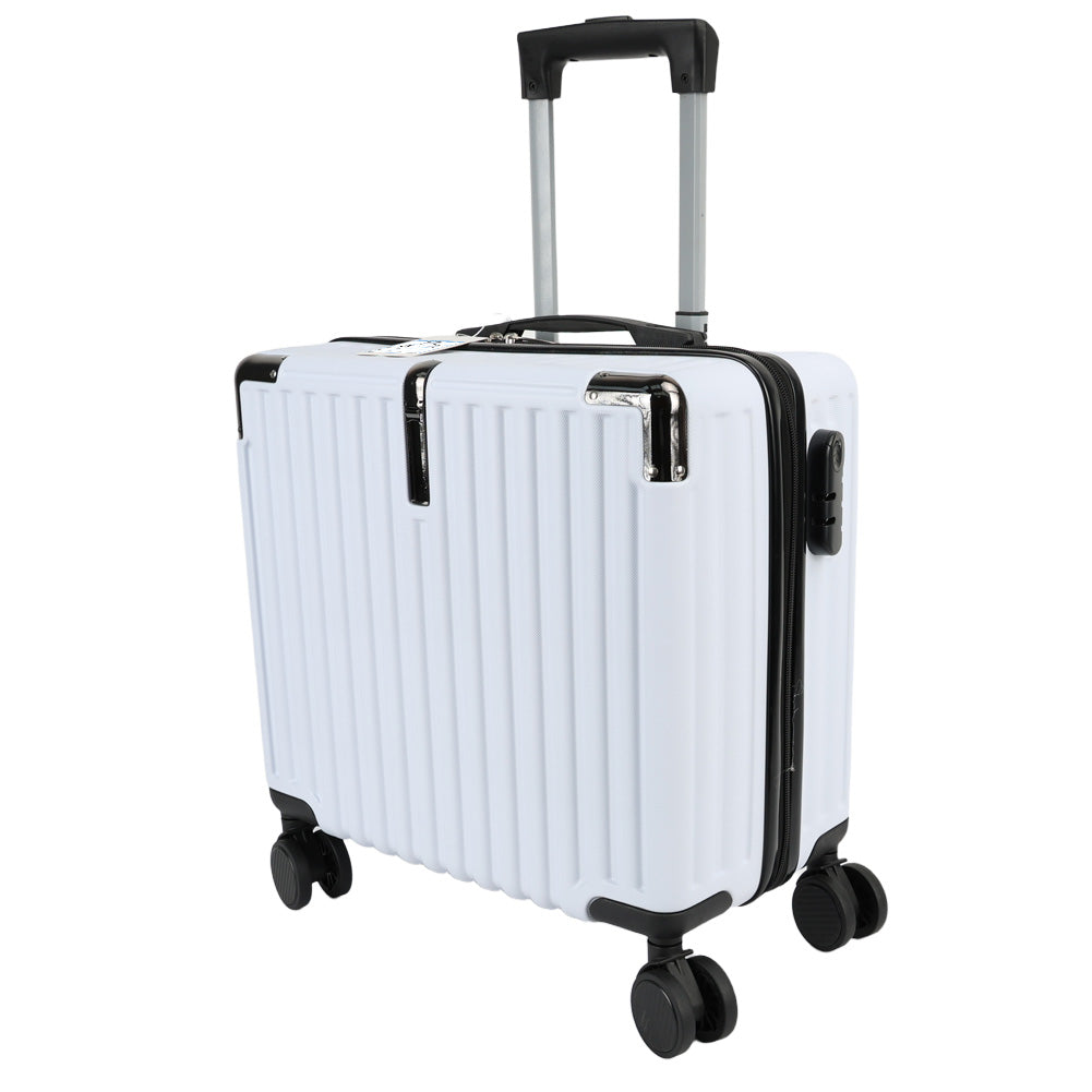 Vivifying 18-Inch Suitcase – White ABS+PC Hardshell Luggage, Lightweight 5.5 lbs, Compact Carry-On Spinner for Travel and Business Trips