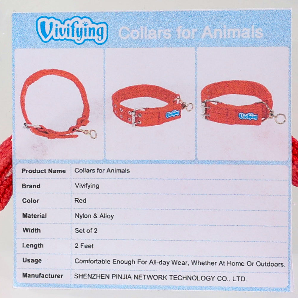 Vivifying Red Nylon Pet Collar – 2ft Long, 1.6in Wide, Adjustable & Comfortable Collar for Dogs and Other Animals, Durable Alloy Buckle, Ideal for Daily Indoor & Outdoor Use