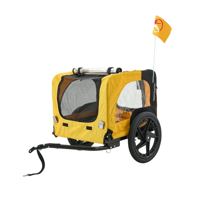 Vivifying 2 in1 Pet Bicycle Trailer and Jogger Travel Carrier Suitable for Small and Medium Dogs, Folding Storage Yellow