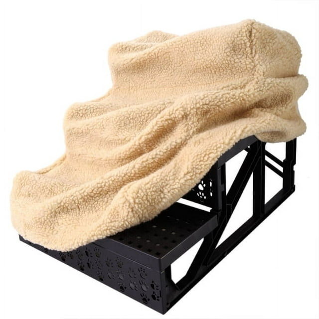 Vivifying Dog Stairs for Small Dogs- Dog Steps Stairs Ramps for Bed Couch, High Density Foam Pet Steps Stairs for Dogs to Get on Bed, 3 Tiers Cat Doggy Steps Ramps for Joint Pain Dog