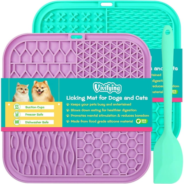 Vivifying Licking Mat for Dogs and Cats, 2 Pack Dog Lick Pad with Suction Cups Dog Enrichment Toys for Reduce Boredom and Mental Stimulation