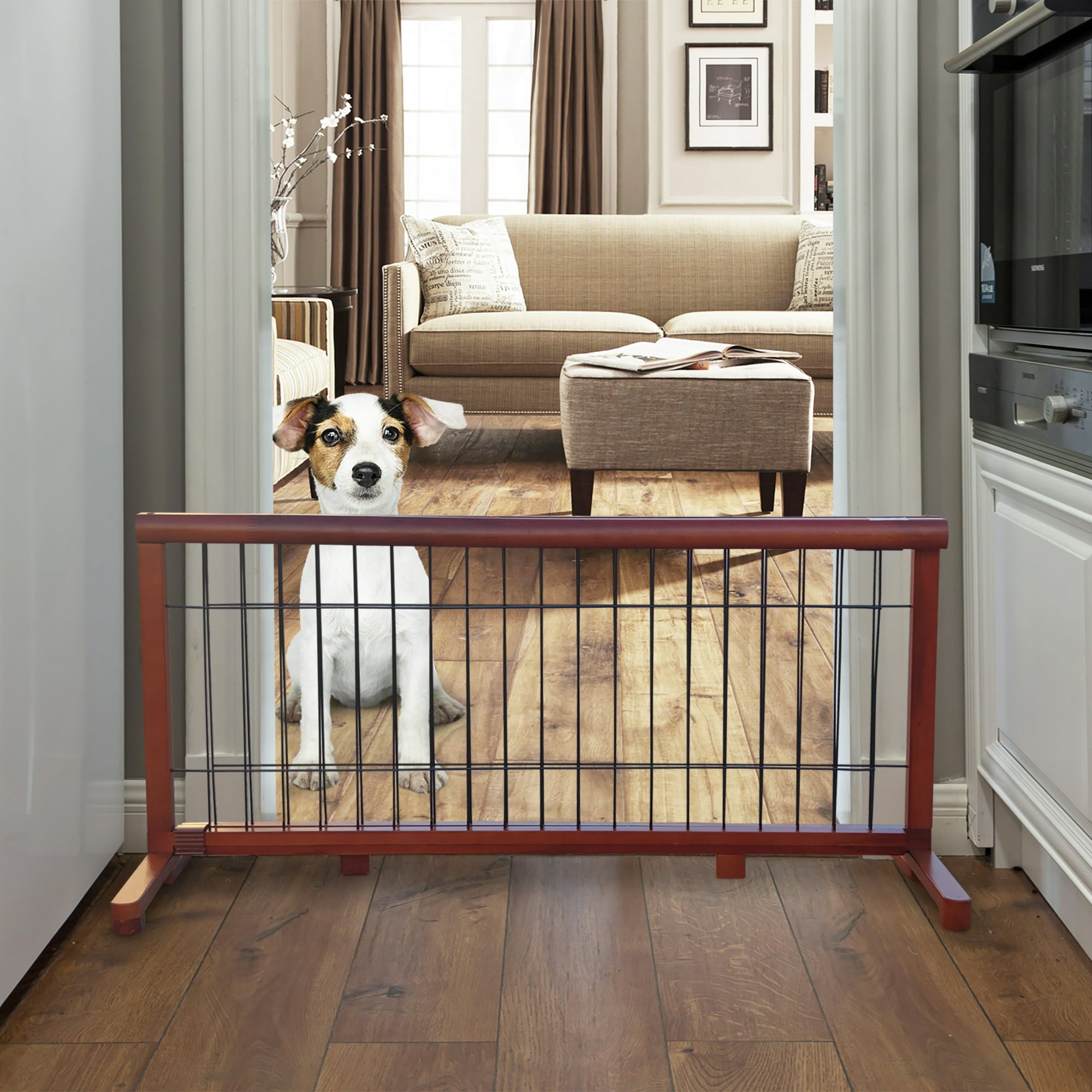 Vivifying Pet Gate – Dog Gate for Doorways 43L, for Stairs or House – Freestanding, Folding, Indoor Dog Fence, Red