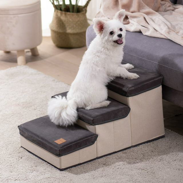 Vivifying Pet Stairs 3 Tiers Foldable Dog Stairs,Pet Steps for Small to Medium Dogs,Dog Ladder Storage Stepper for Bed Sofa Couch