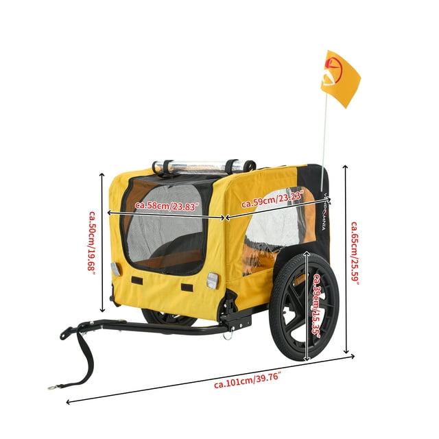 Vivifying 2 in1 Pet Bicycle Trailer and Jogger Travel Carrier Suitable for Small and Medium Dogs, Folding Storage Yellow