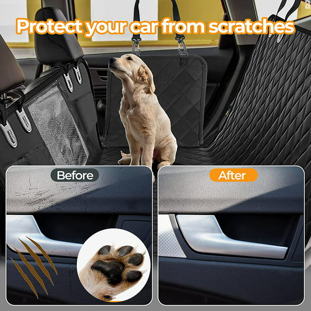 Dog Car Seat Cover for Back Seat, Waterproof Car Seat Protector for Dogs with Side Flaps, Scratchproof Dog Backseat Cover, Durable Nonslip Dog Hammock for Sedans, Trucks, SUVs, Standard