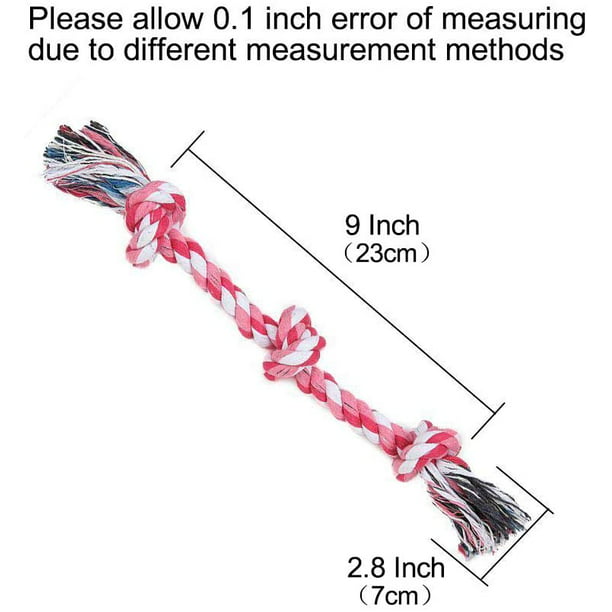 Vivifying 14 Inch Dog Rope Toys, Durable Braided Cotton Pet Chew Rope Toys 3 Knot Tough Rope Chew Toys for Petsmart Dog Cat Puppy Teeth Cleaningn Pink
