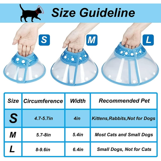 Plastic Cat Cone Recovery Collars & Cones for Dogs and Cats After Surgery Adjustable Dog Neck Cone Surgical Elizabeth E-Collar Prevent Biting and Stop Licking Wound