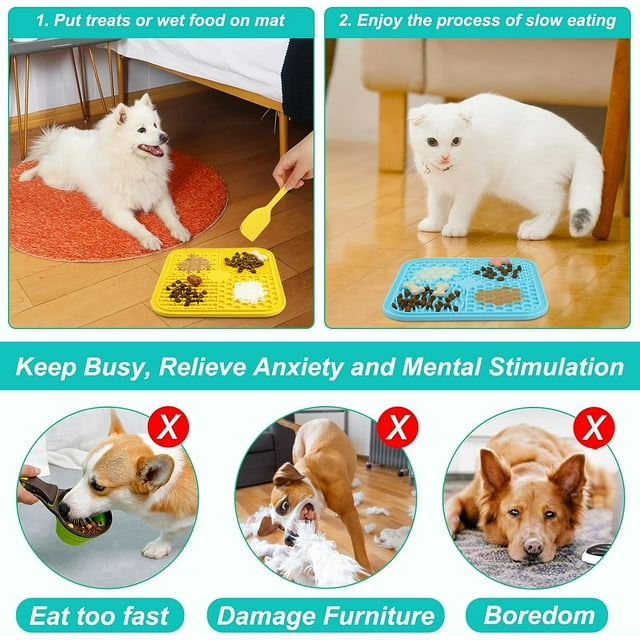 Vivifying Licking Mat 2 Pack Lick Pad with Suction Cups for Keep Busy and Entertained, Dog Enrichment Toys for Reduce Boredom and Mental Stimulation