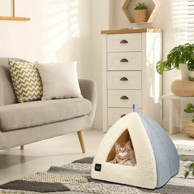 Cat Bed for Indoor Cats - Pet Cave Bed Cat Cave Bed Cat House Cat Tent with Removable Washable Cushioned Pillow, Soft and Self Warming Kitten beds & Furniture, Pet Bed