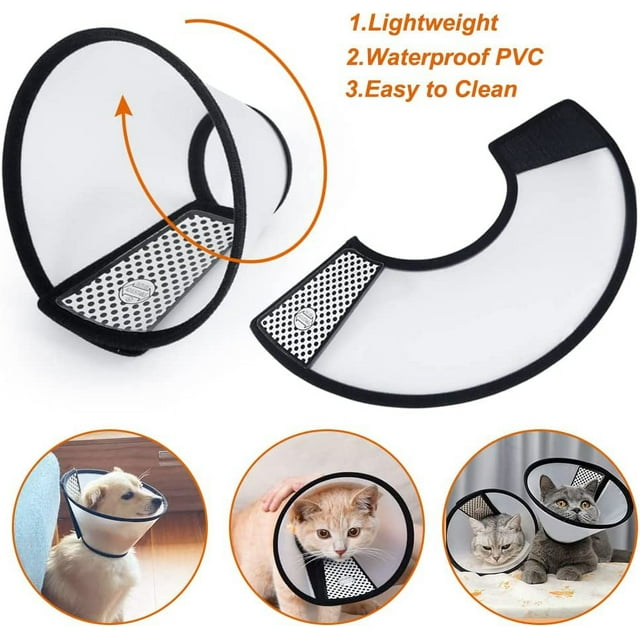 Soft Dog Cone Collar, 2 PCS Flexible Plastic Cone for Dogs After Surgery, Dog Recovery Collar, Adjustable E-Collar for Small,Medium,Large Dogs Cat L+M