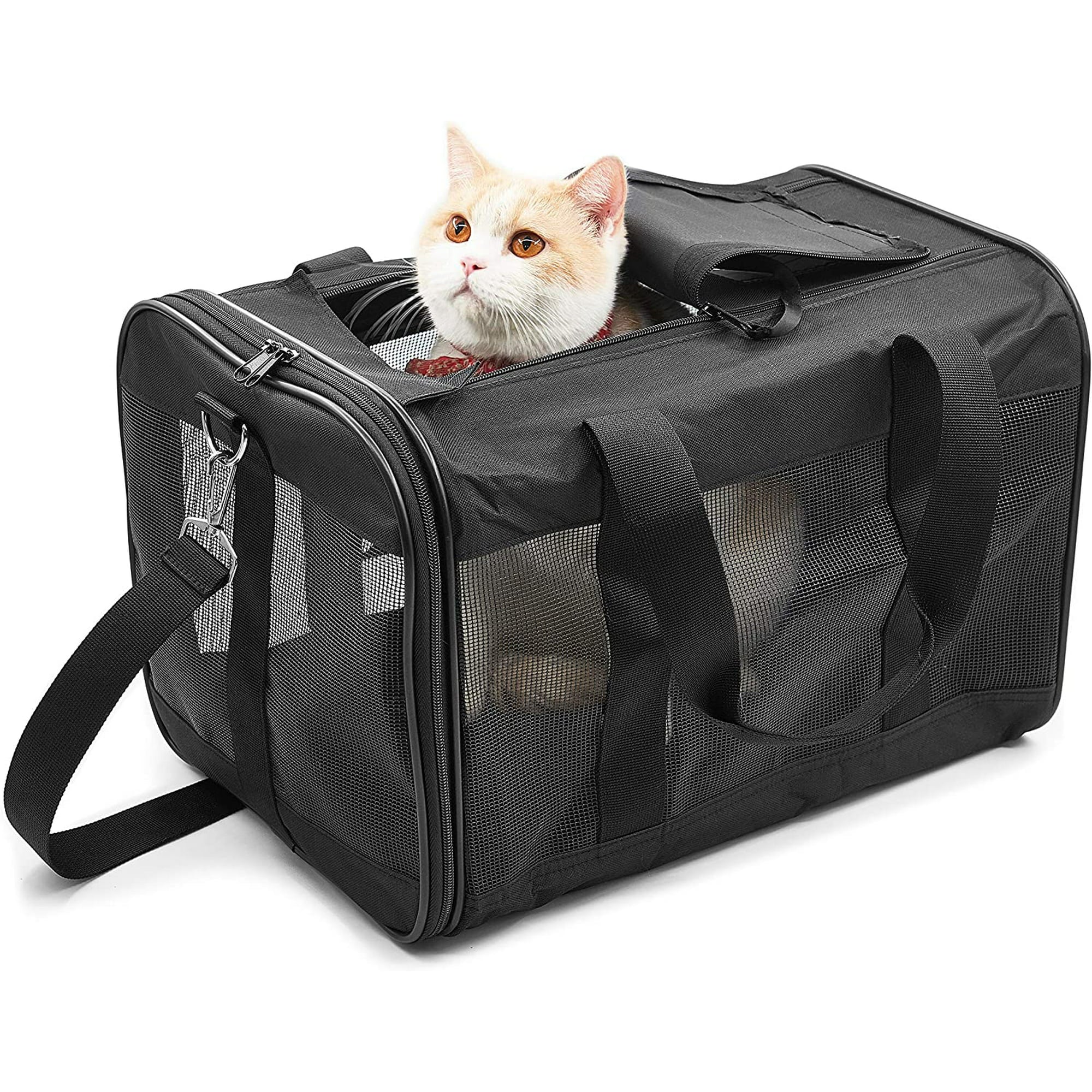 Vivifying Cat Carriers Dog Carrier Pet Carrier for Small Medium Cats Dogs Puppies up to 17 Lbs, TSA Airline Approved Small Dog Carrier Soft Sided, Collapsible Travel Puppy Carrier - Black