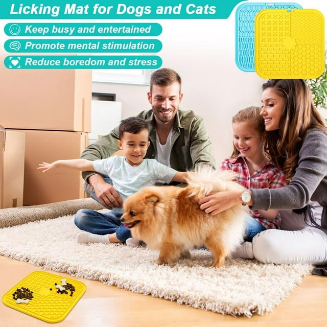 Vivifying Licking Mat 2 Pack Lick Pad with Suction Cups for Keep Busy and Entertained, Dog Enrichment Toys for Reduce Boredom and Mental Stimulation
