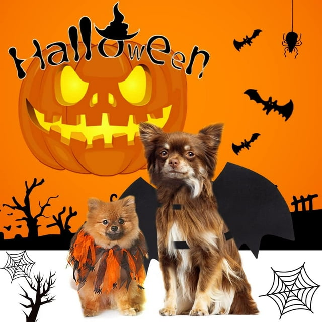 Vivifying Bat Wings for Dog, Adjustable Halloween Pet Bat Costume with Bell for Medium Dogs Party Decoration and Cosplay