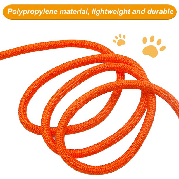 Dog Check Cord, 20FT/6M Floatable Long Reflective Recall Dog Training Rope with Soft Handle for Hiking, Camping, Walking（Orange)