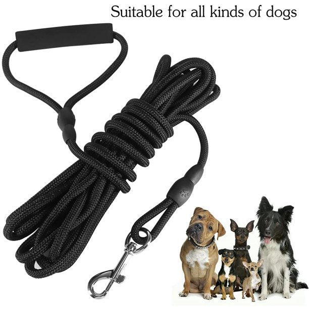Dog Check Cord, 32FT/10M Floatable Long Dog Training Rope with Soft Handle for Camping, Playing，Backyard, Beach and Lake (Black)